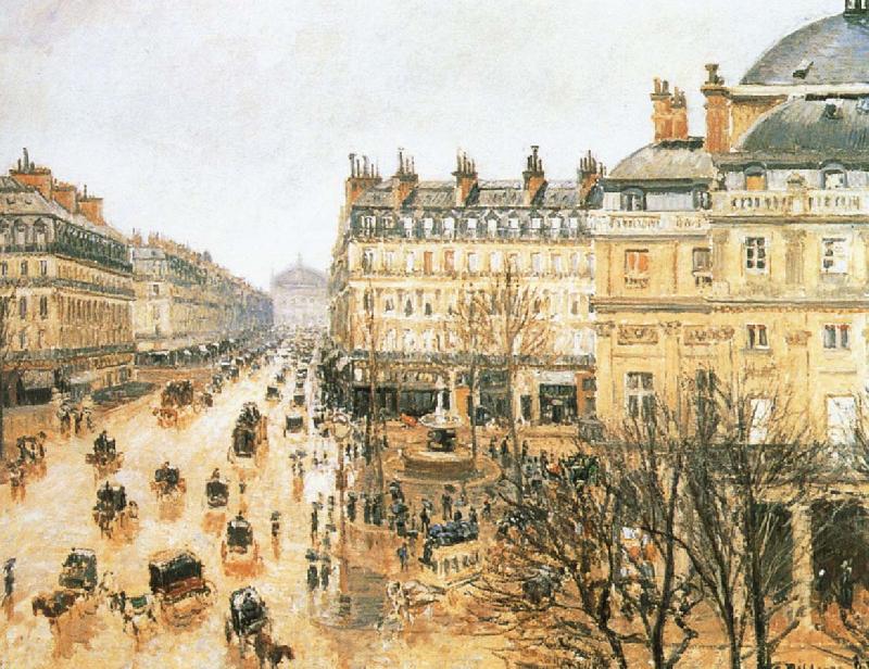 Camille Pissarro Theater Square, the French rain Norge oil painting art